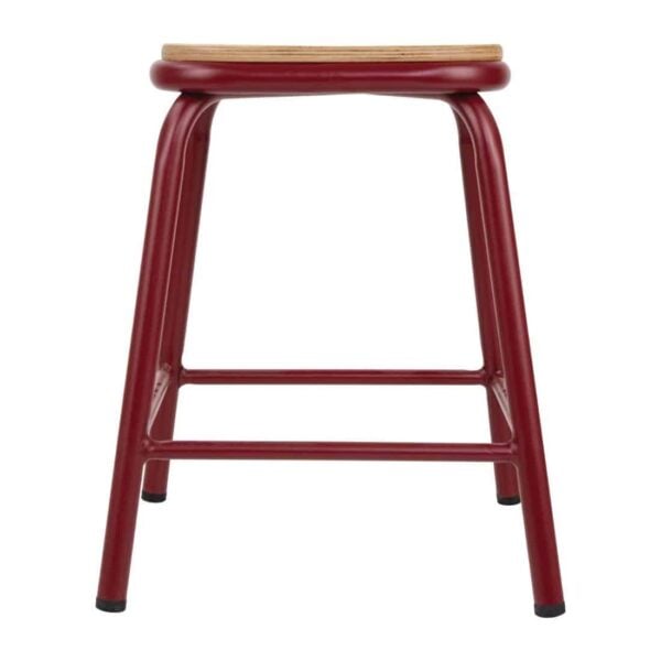 Bolero Cantina Low Stools with Wooden Seat Pad Wine Red (Pack of 4) - Image 3