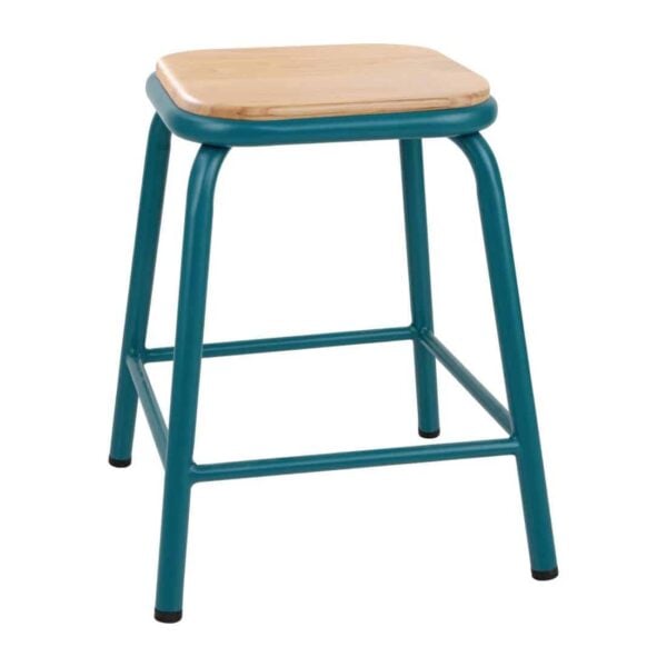 Bolero Cantina Low Stools with Wooden Seat Pad Teal (Pack of 4) - Image 2