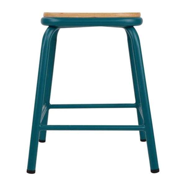 Bolero Cantina Low Stools with Wooden Seat Pad Teal (Pack of 4) - Image 3