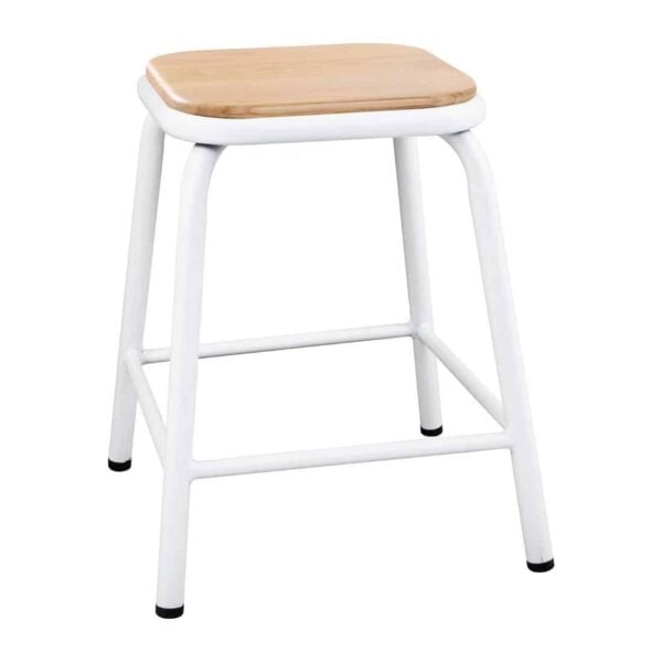 Bolero Cantina Low Stools with Wooden Seat Pad White (Pack of 4) - Image 2