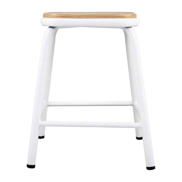 Bolero Cantina Low Stools with Wooden Seat Pad White (Pack of 4) - Image 3