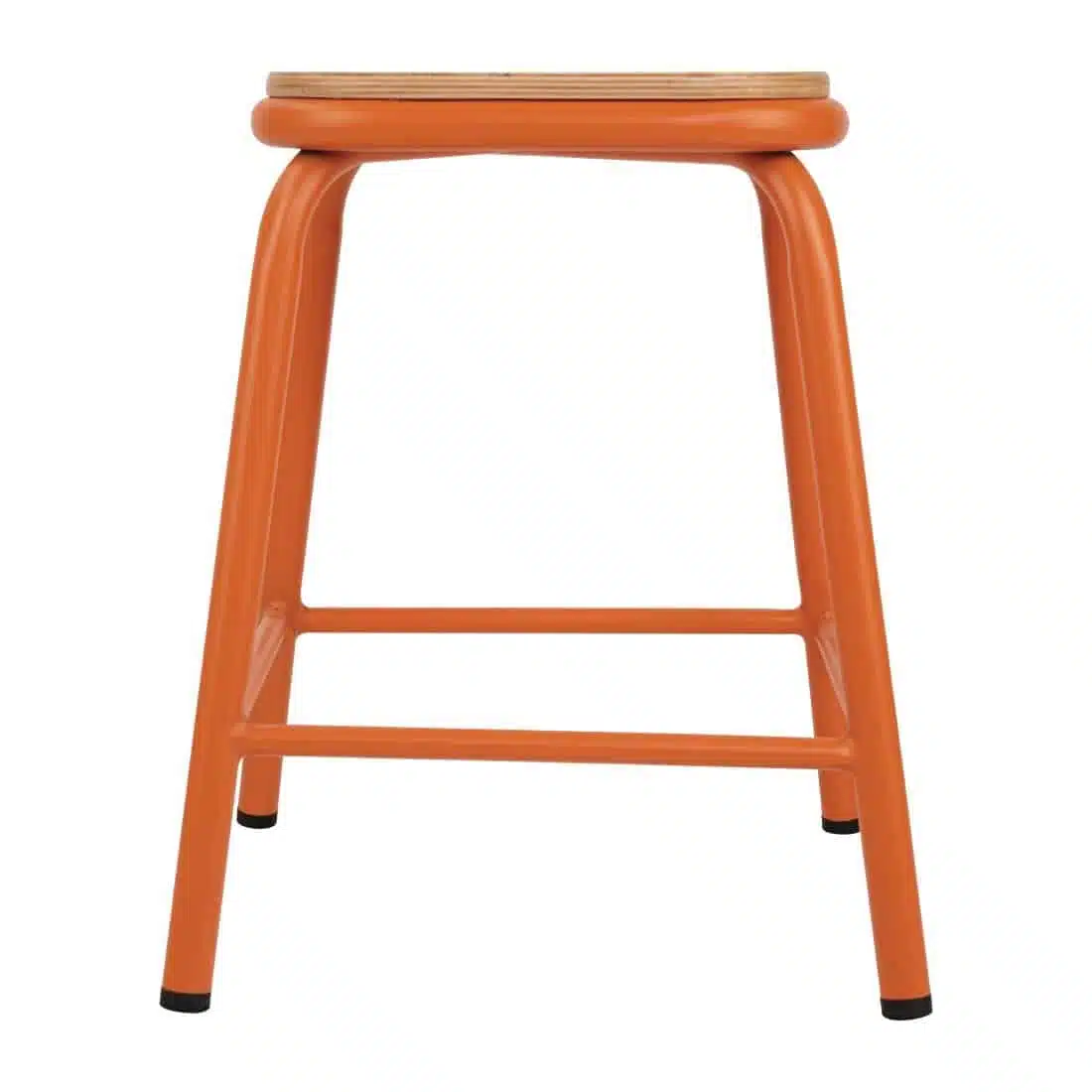 Bolero Cantina Low Stools with Wooden Seat Pad Orange (Pack of 4) - Image 2