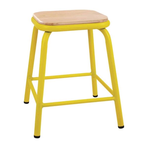 Bolero Cantina Low Stools with Wooden Seat Pad Yellow (Pack of 4) - Image 2