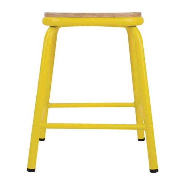 Bolero Cantina Low Stools with Wooden Seat Pad Yellow (Pack of 4) - Image 3