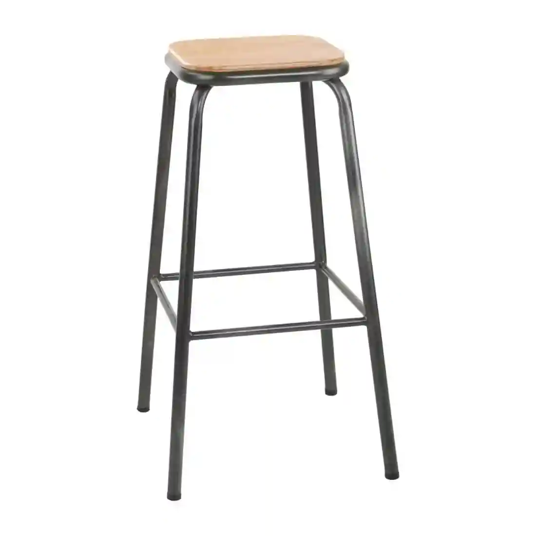 Bolero Cantina High Stools with Wooden Seat Pad Metallic Grey (Pack of 4) - Image 1