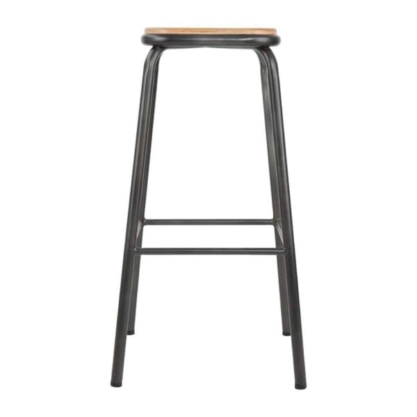 Bolero Cantina High Stools with Wooden Seat Pad Metallic Grey (Pack of 4) - Image 3