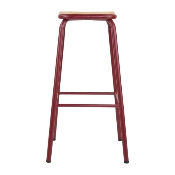 Bolero Cantina High Stools with Wooden Seat Pad Wine Red (Pack of 4) - Image 3