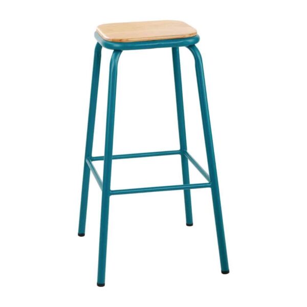 Bolero Cantina High Stools with Wooden Seat Pad Teal (Pack of 4) - Image 1