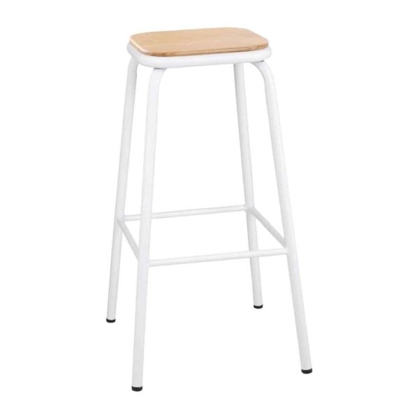 Bolero Cantina High Stools with Wooden Seat Pad White (Pack of 4) - Image 2