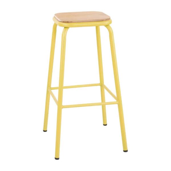 Bolero Cantina High Stools with Wooden Seat Pad Yellow (Pack of 4) - Image 2