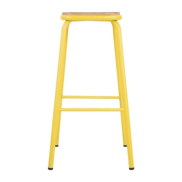 Bolero Cantina High Stools with Wooden Seat Pad Yellow (Pack of 4) - Image 3