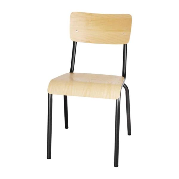 Bolero Cantina Side Chairs with Wooden Seat Pad and Backrest Metallic Grey (Pack of 4) - Image 2