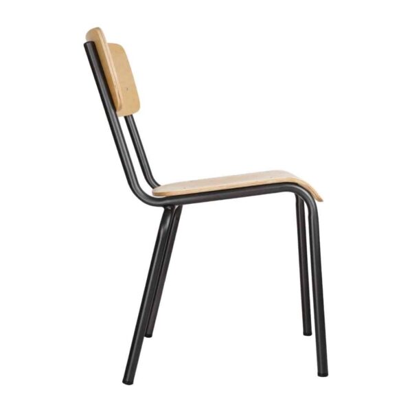 Bolero Cantina Side Chairs with Wooden Seat Pad and Backrest Metallic Grey (Pack of 4) - Image 3
