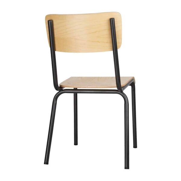 Bolero Cantina Side Chairs with Wooden Seat Pad and Backrest Metallic Grey (Pack of 4) - Image 4