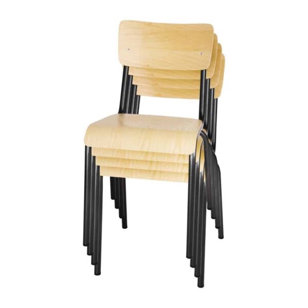 Bolero Cantina Side Chairs with Wooden Seat Pad and Backrest Metallic Grey (Pack of 4) - Image 6