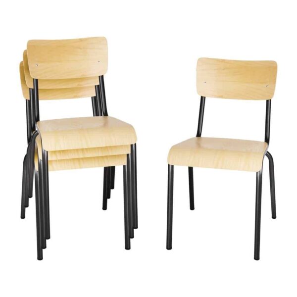 Bolero Cantina Side Chairs with Wooden Seat Pad and Backrest Metallic Grey (Pack of 4) - Image 7