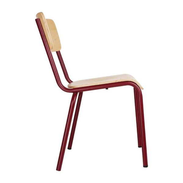 Bolero Cantina Side Chairs with Wooden Seat Pad and Backrest Wine Red (Pack of 4) - Image 3