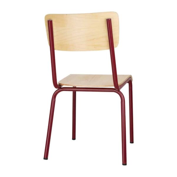 Bolero Cantina Side Chairs with Wooden Seat Pad and Backrest Wine Red (Pack of 4) - Image 4