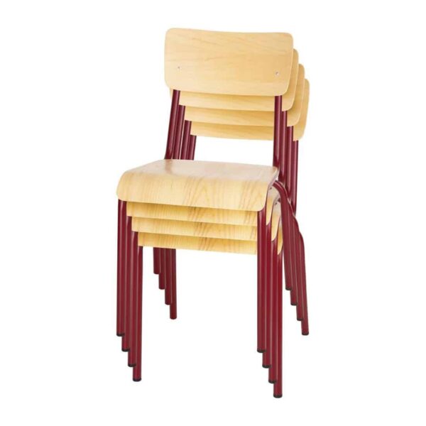 Bolero Cantina Side Chairs with Wooden Seat Pad and Backrest Wine Red (Pack of 4) - Image 6