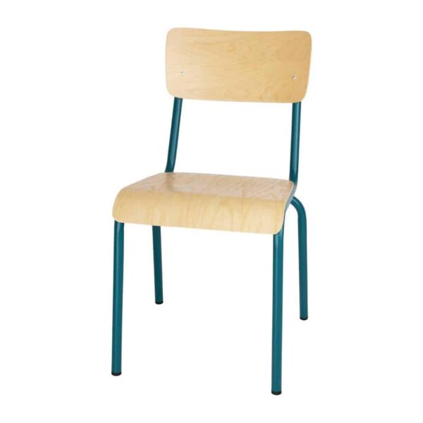 Bolero Cantina Side Chairs with Wooden Seat Pad and Backrest Teal (Pack of 4) - Image 2