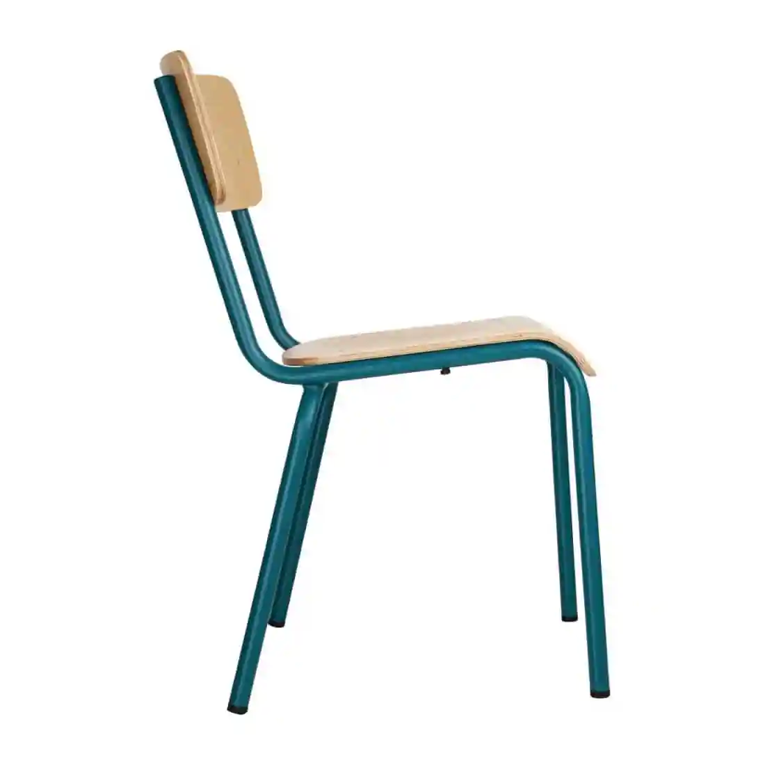 Bolero Cantina Side Chairs with Wooden Seat Pad and Backrest Teal (Pack of 4) - Image 2