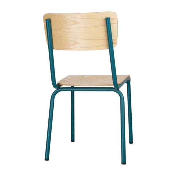 Bolero Cantina Side Chairs with Wooden Seat Pad and Backrest Teal (Pack of 4) - Image 4
