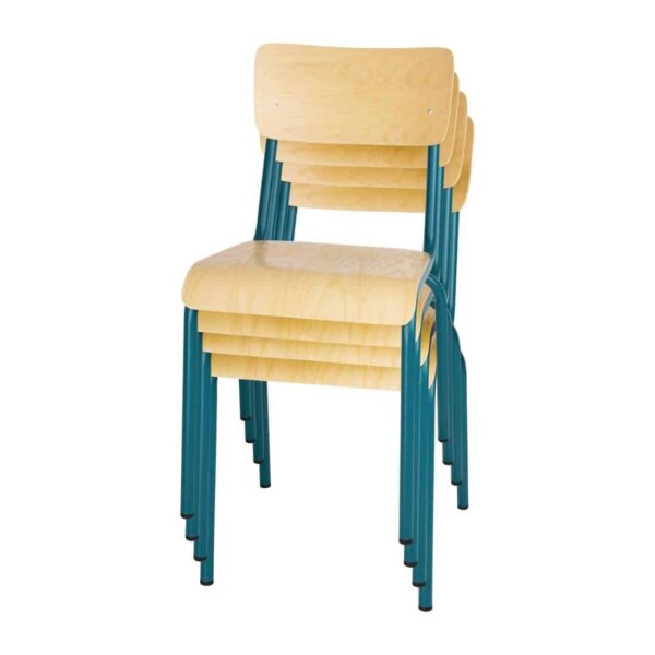 Bolero Cantina Side Chairs with Wooden Seat Pad and Backrest Teal (Pack of 4) - Image 6