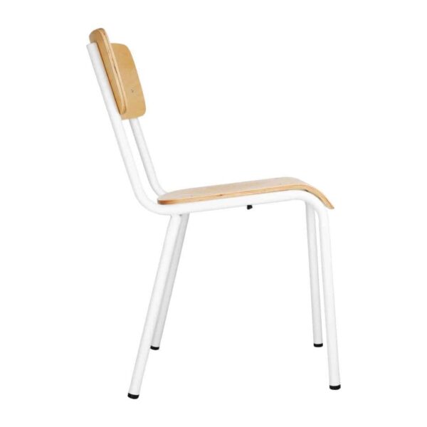 Bolero Cantina Side Chairs with Wooden Seat Pad and Backrest White (Pack of 4) - Image 3