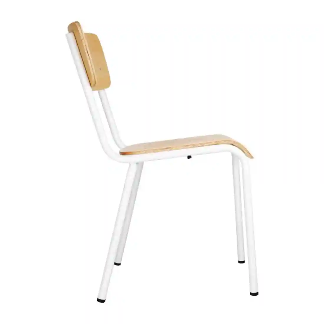 Bolero Cantina Side Chairs with Wooden Seat Pad and Backrest White (Pack of 4) - Image 2