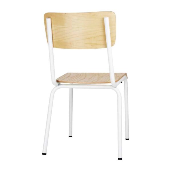 Bolero Cantina Side Chairs with Wooden Seat Pad and Backrest White (Pack of 4) - Image 4