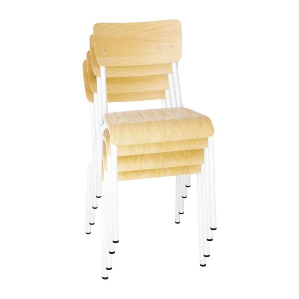 Bolero Cantina Side Chairs with Wooden Seat Pad and Backrest White (Pack of 4) - Image 6