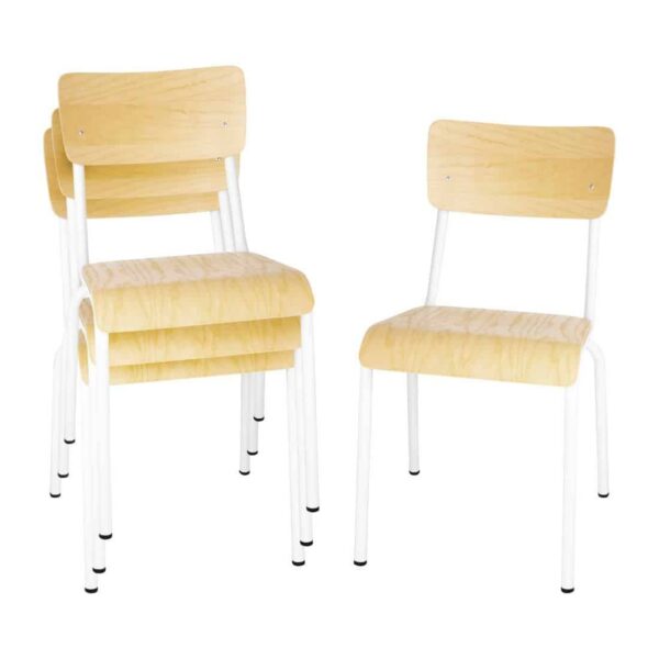Bolero Cantina Side Chairs with Wooden Seat Pad and Backrest White (Pack of 4) - Image 7
