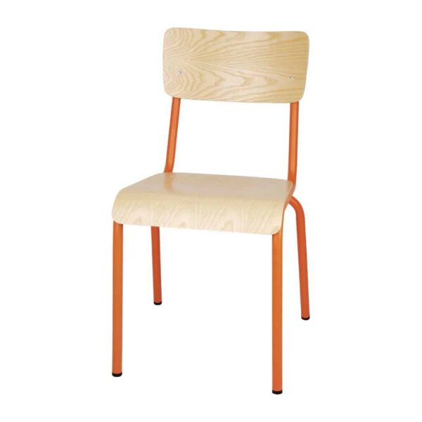 Bolero Cantina Side Chairs with Wooden Seat Pad and Backrest Orange (Pack of 4) - Image 2
