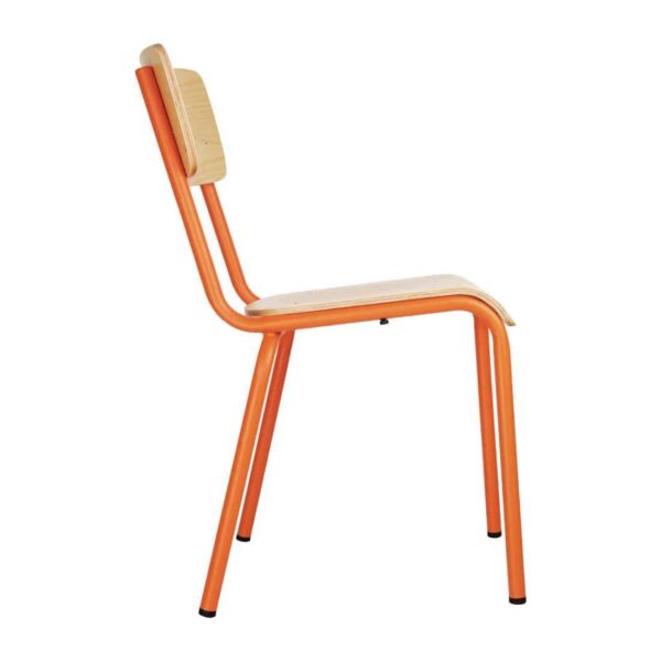 Bolero Cantina Side Chairs with Wooden Seat Pad and Backrest Orange (Pack of 4) - Image 3