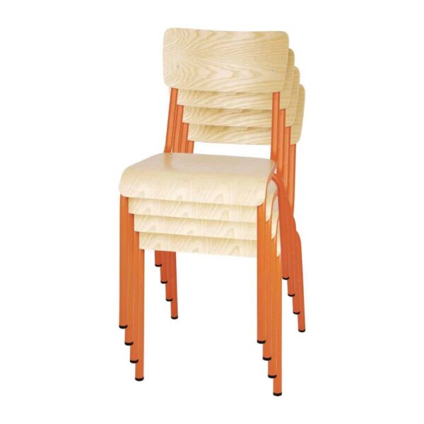Bolero Cantina Side Chairs with Wooden Seat Pad and Backrest Orange (Pack of 4) - Image 6
