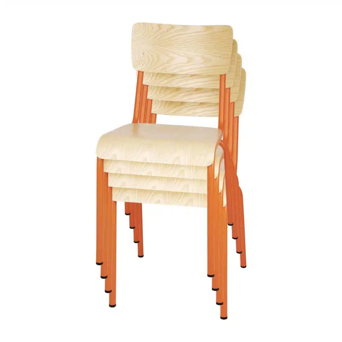 Bolero Cantina Side Chairs with Wooden Seat Pad and Backrest Orange (Pack of 4) - Image 5