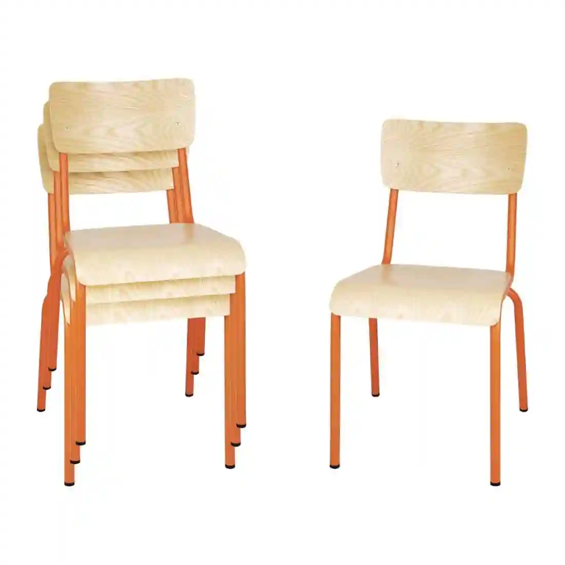 Bolero Cantina Side Chairs with Wooden Seat Pad and Backrest Orange (Pack of 4) - Image 6
