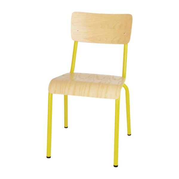 Bolero Cantina Side Chairs with Wooden Seat Pad and Backrest Yellow (Pack of 4) - Image 2