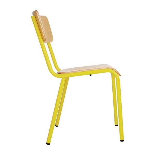 Bolero Cantina Side Chairs with Wooden Seat Pad and Backrest Yellow (Pack of 4) - Image 3