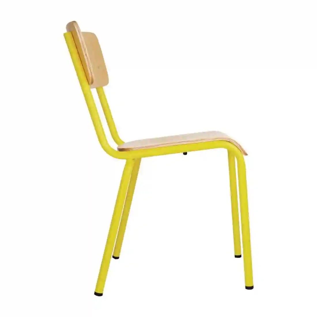 Bolero Cantina Side Chairs with Wooden Seat Pad and Backrest Yellow (Pack of 4) - Image 2
