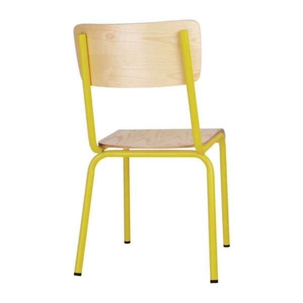 Bolero Cantina Side Chairs with Wooden Seat Pad and Backrest Yellow (Pack of 4) - Image 4