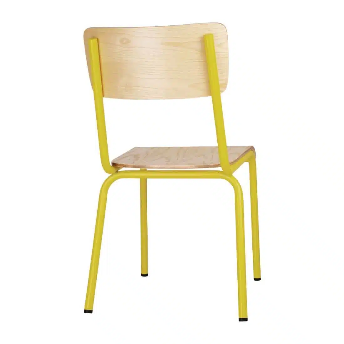 Bolero Cantina Side Chairs with Wooden Seat Pad and Backrest Yellow (Pack of 4) - Image 3