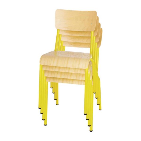 Bolero Cantina Side Chairs with Wooden Seat Pad and Backrest Yellow (Pack of 4) - Image 6