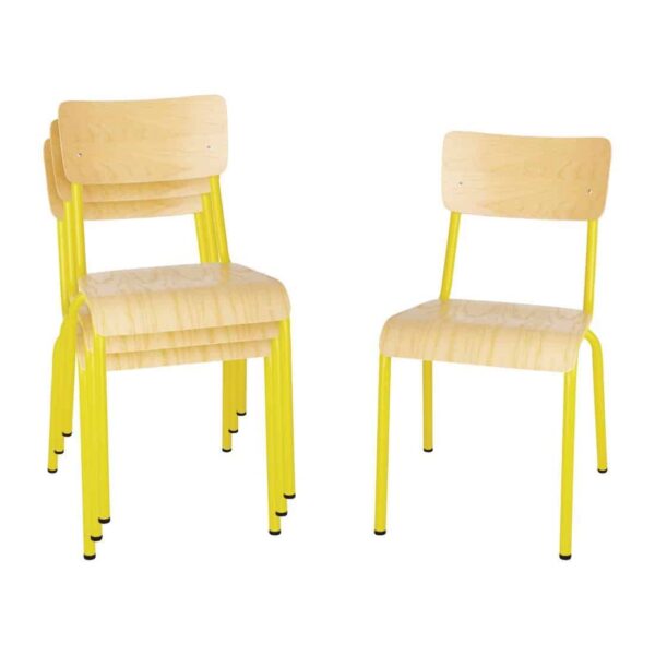 Bolero Cantina Side Chairs with Wooden Seat Pad and Backrest Yellow (Pack of 4) - Image 7