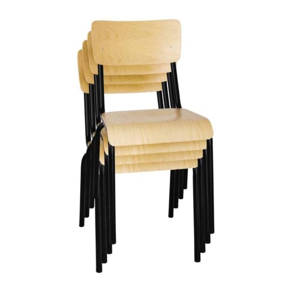 Bolero Cantina Side Chairs with Wooden Seat Pad and Backrest Black (Pack of 4) - Image 6