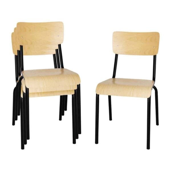 Bolero Cantina Side Chairs with Wooden Seat Pad and Backrest Black (Pack of 4) - Image 7
