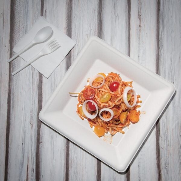 Fiesta Compostable Bagasse Square Plates 261mm (Pack of 50) - Image 7
