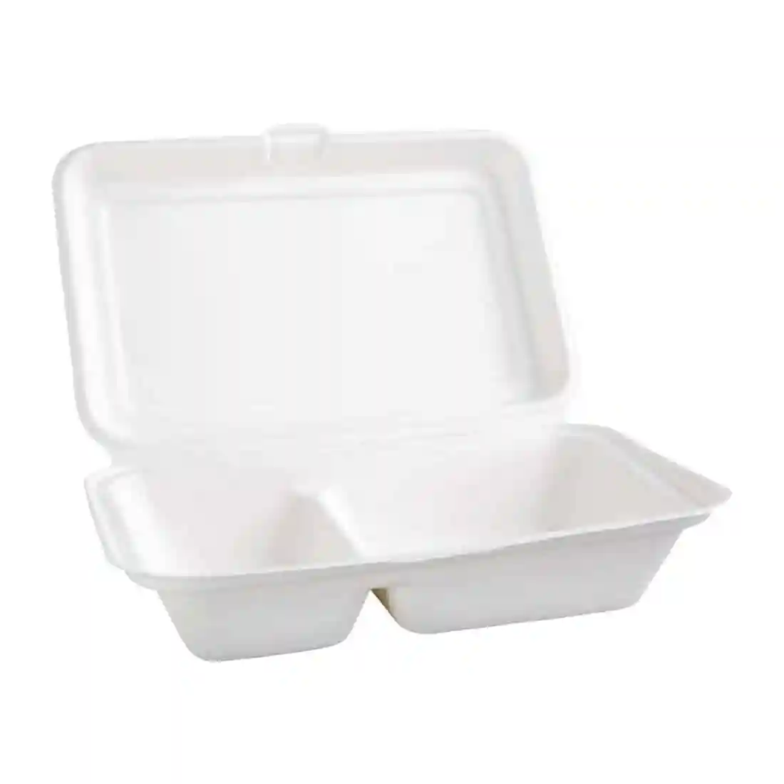 Fiesta Compostable Bagasse Hinged 2-Compartment Food Containers 253mm (Pack of 200) - Image 2