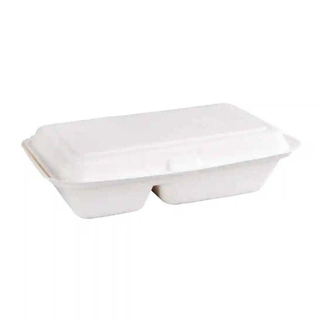 Fiesta Compostable Bagasse Hinged 2-Compartment Food Containers 253mm (Pack of 200) - Image 3