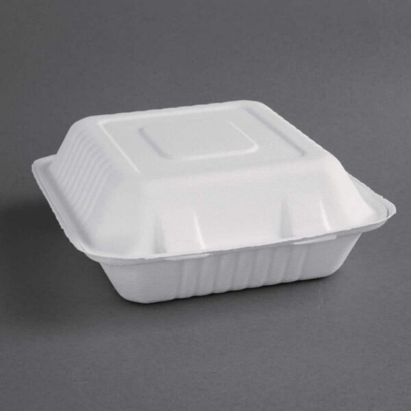 Fiesta Compostable Bagasse Hinged Food Containers 223mm (Pack of 200) - Image 2